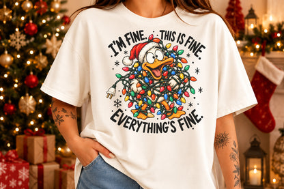 I'm Fine Everything Is Fine Duck Christmas PNG
