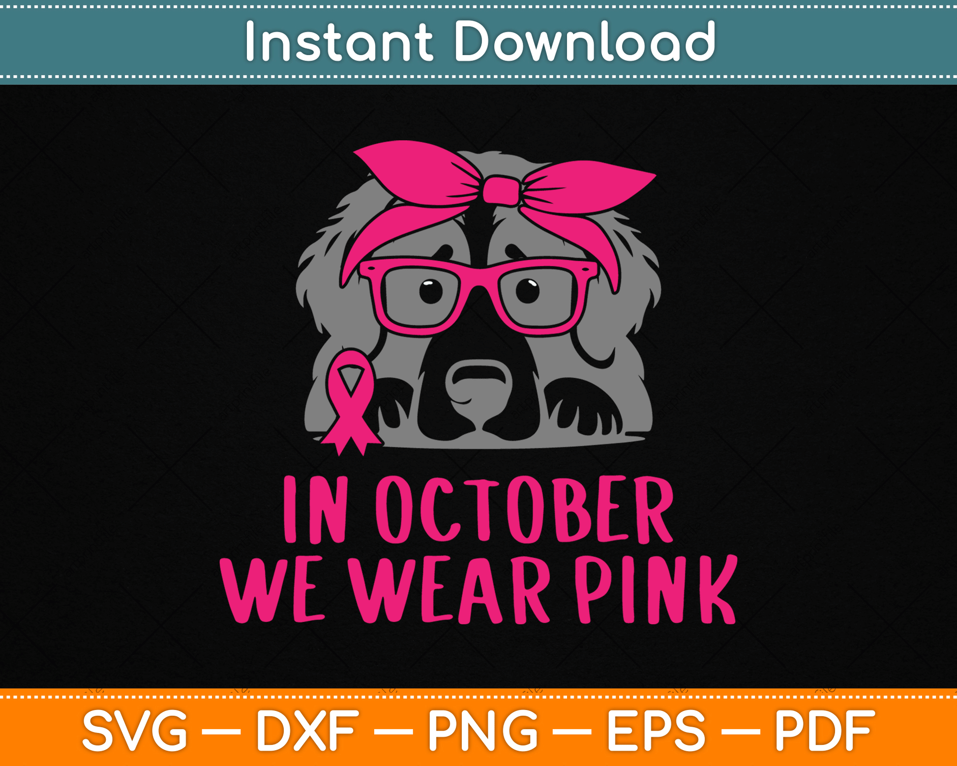 In October We Wear Pink Pitbull Dog Breast Cancer Awareness SVG Digital Cutting File