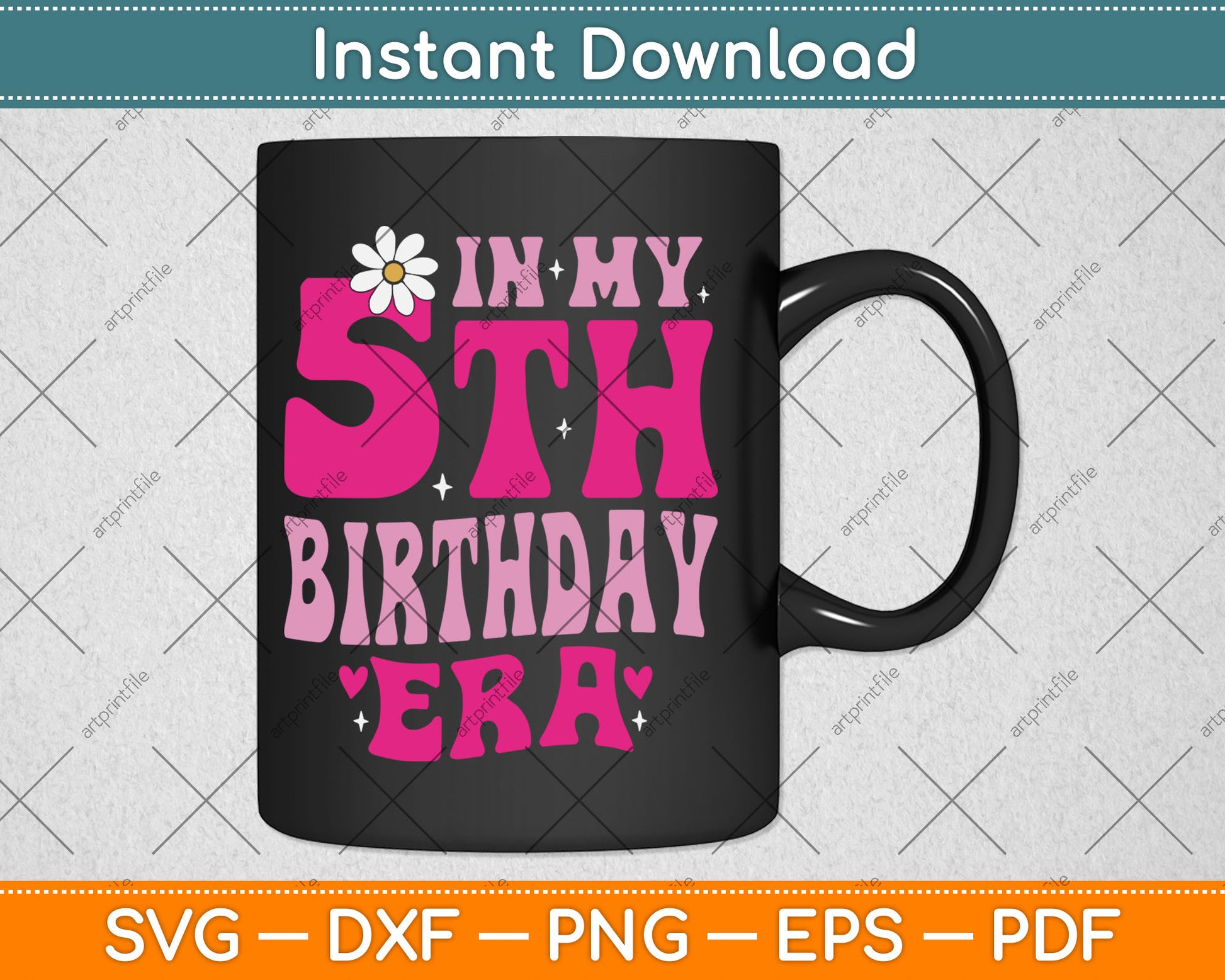 In My 5th Birthday Era Girl Gifts Five Bday 5 Year Old Svg Digital Cutting File