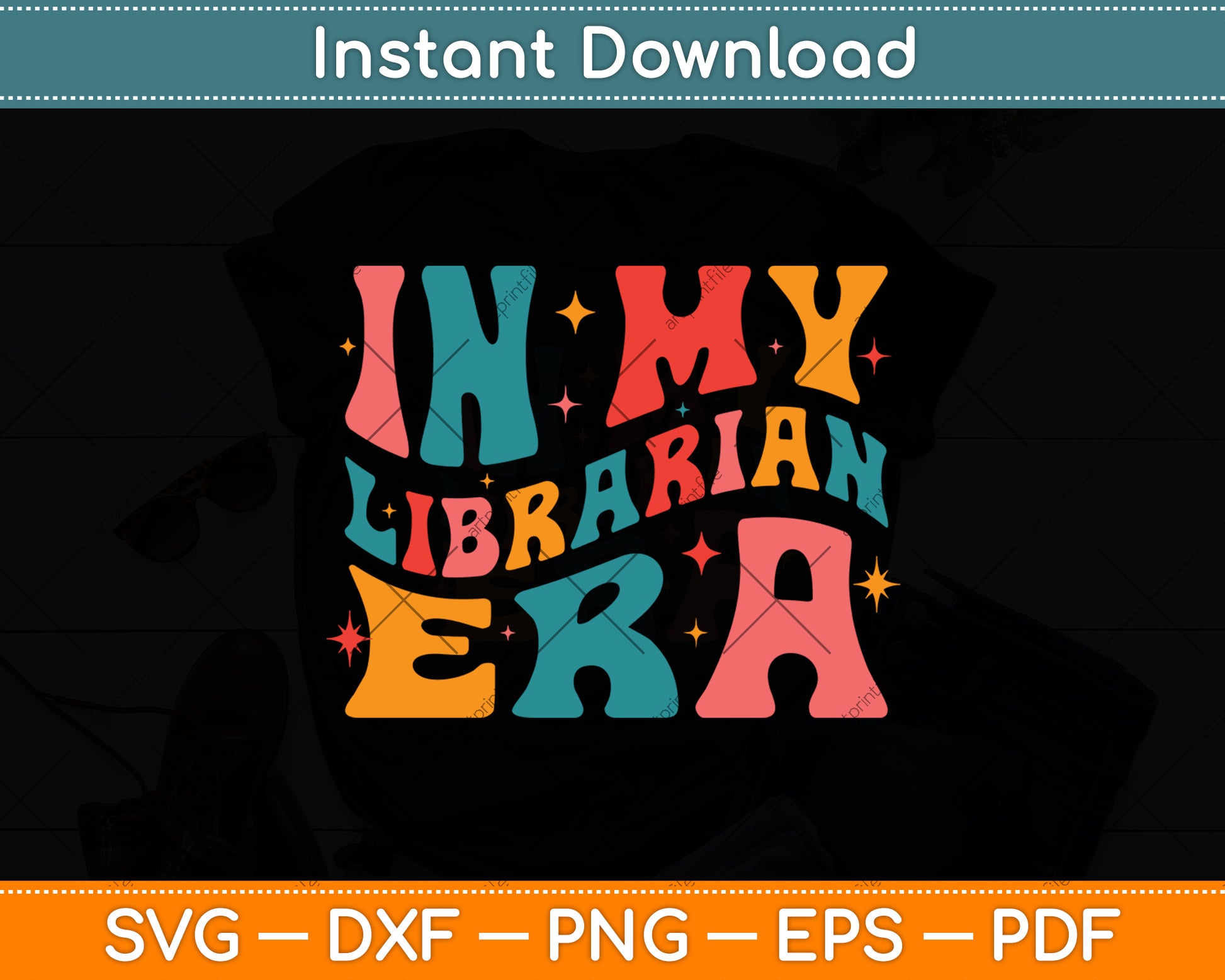 In My Librarian Era Retro Vintage Groovy Librarian Reading Svg Digital Cutting File