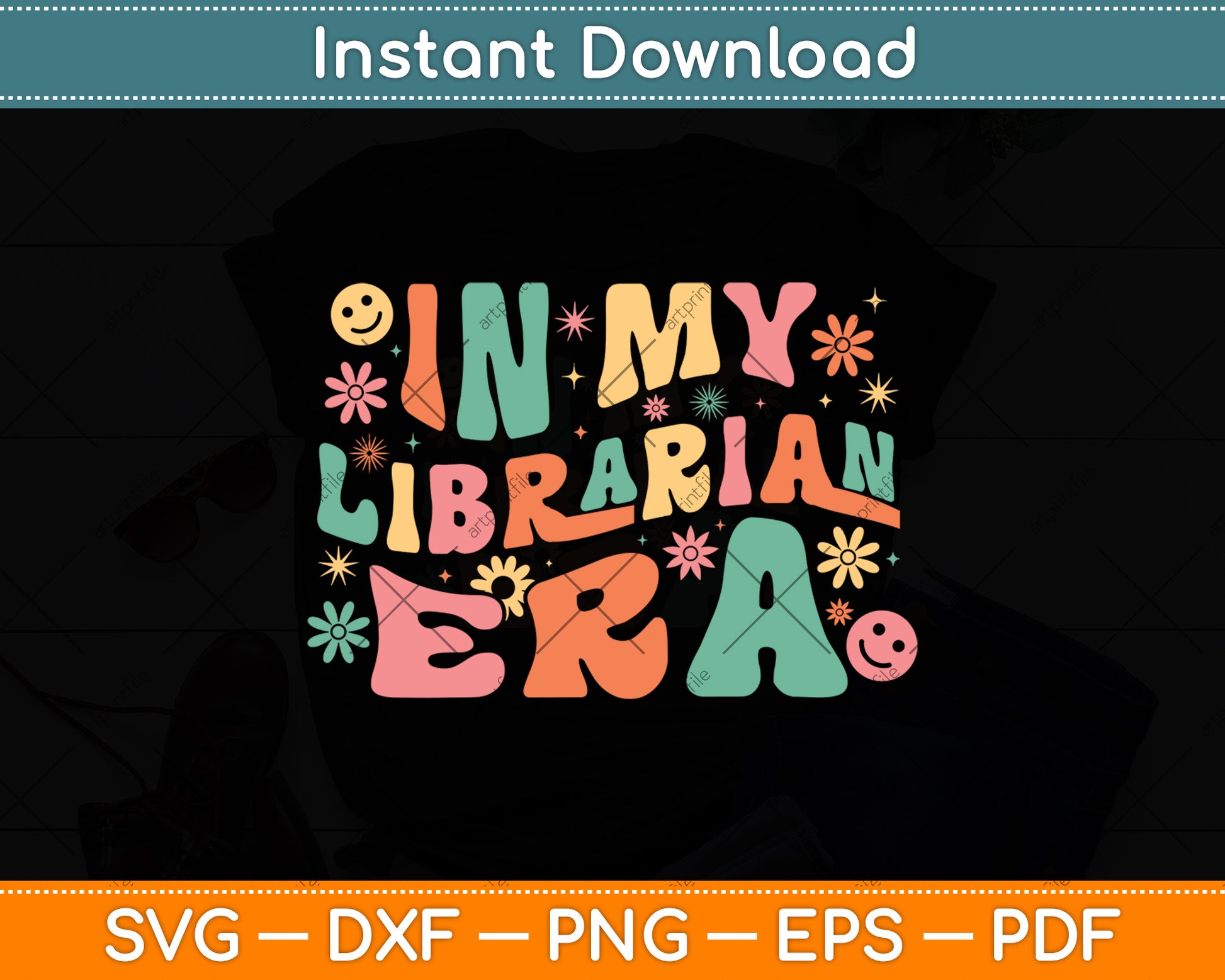 In My Librarian Era Retro Librarian Funny Svg Digital Cutting File