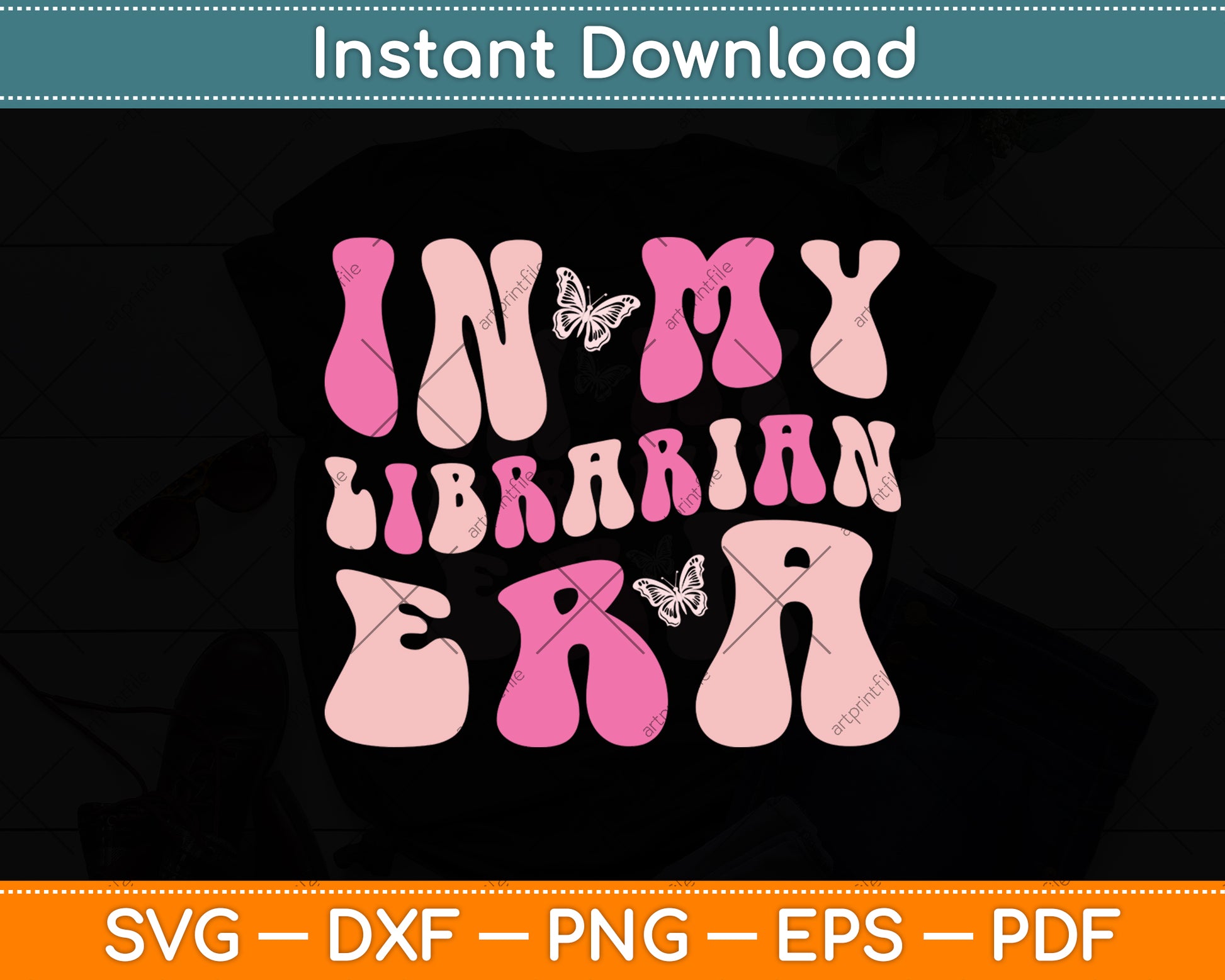 In My Librarian Era Funny Retro Librarian Svg Digital Cutting File