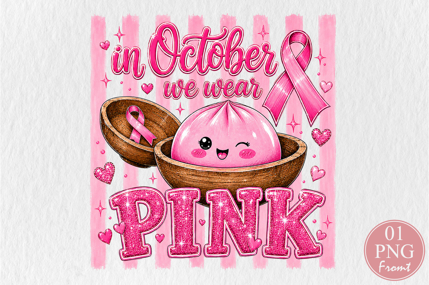 In October We Wear Pink Breast Cancer PNG Design