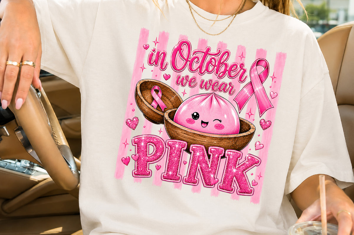 In October We Wear Pink Breast Cancer PNG Design