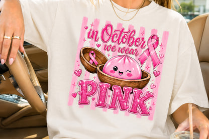 In October We Wear Pink Breast Cancer PNG Design
