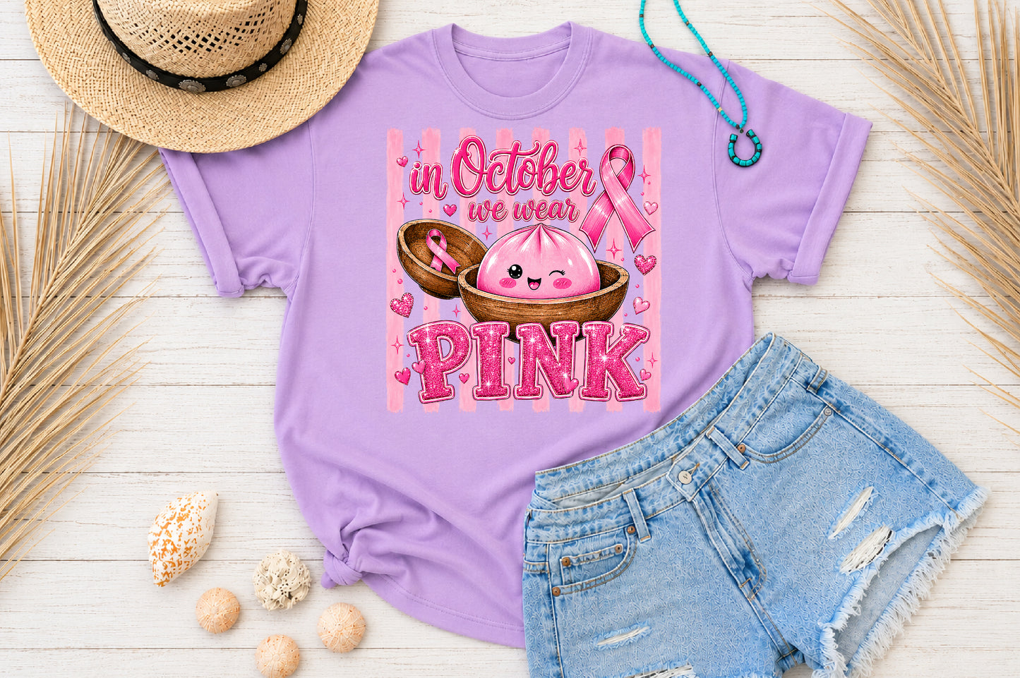 In October We Wear Pink Breast Cancer PNG Design