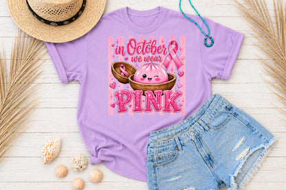 In October We Wear Pink Breast Cancer PNG Design