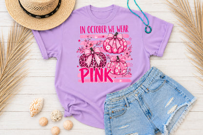 In October We Wear Pink Pumpkin PNG Sublimation Design