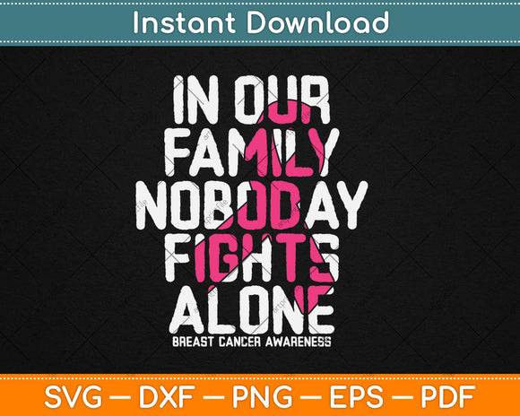 In Our Family Nobody Fights Alone Breast Cancer Awareness Svg Digital Cutting File