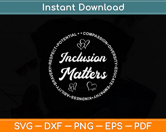 Inclusion Matters Autism Awareness Svg Digital Cutting File