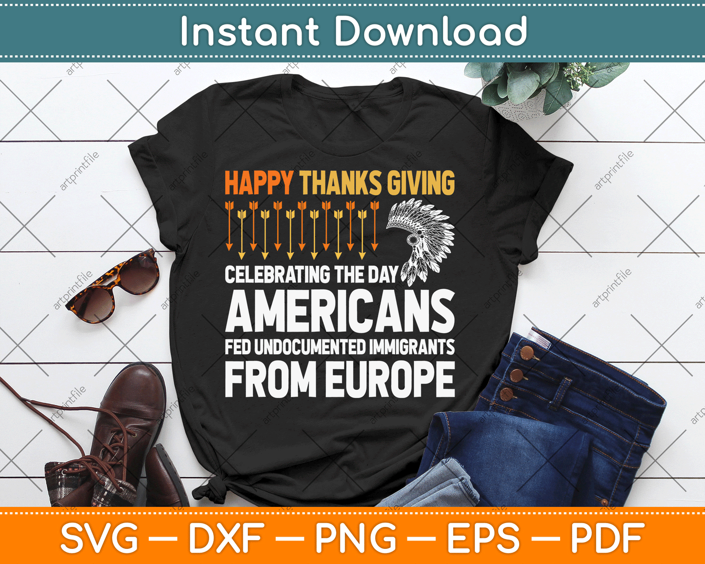 Indigenous People Thanksgiving American Immigrant SVG Digital Cutting File