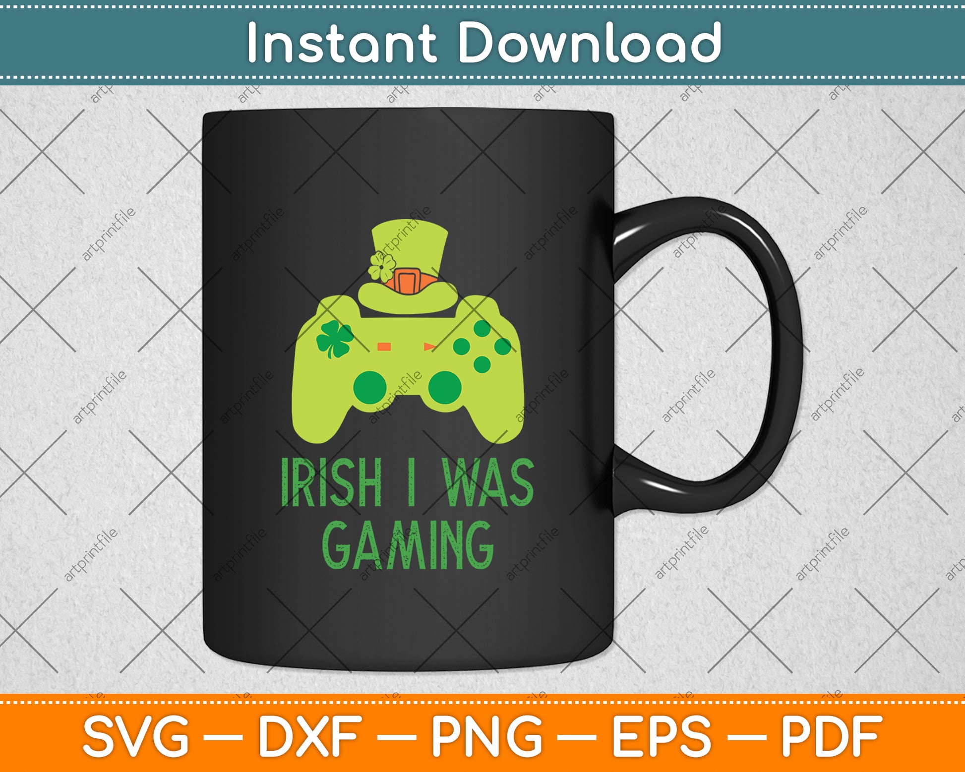 Irish I Was Gaming Game Controller St Patrick's Day Svg Digital Cutting File