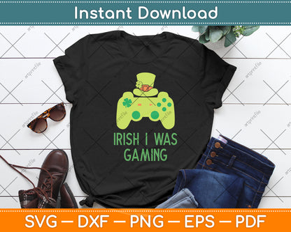 Irish I Was Gaming Game Controller St Patrick's Day Svg Digital Cutting File