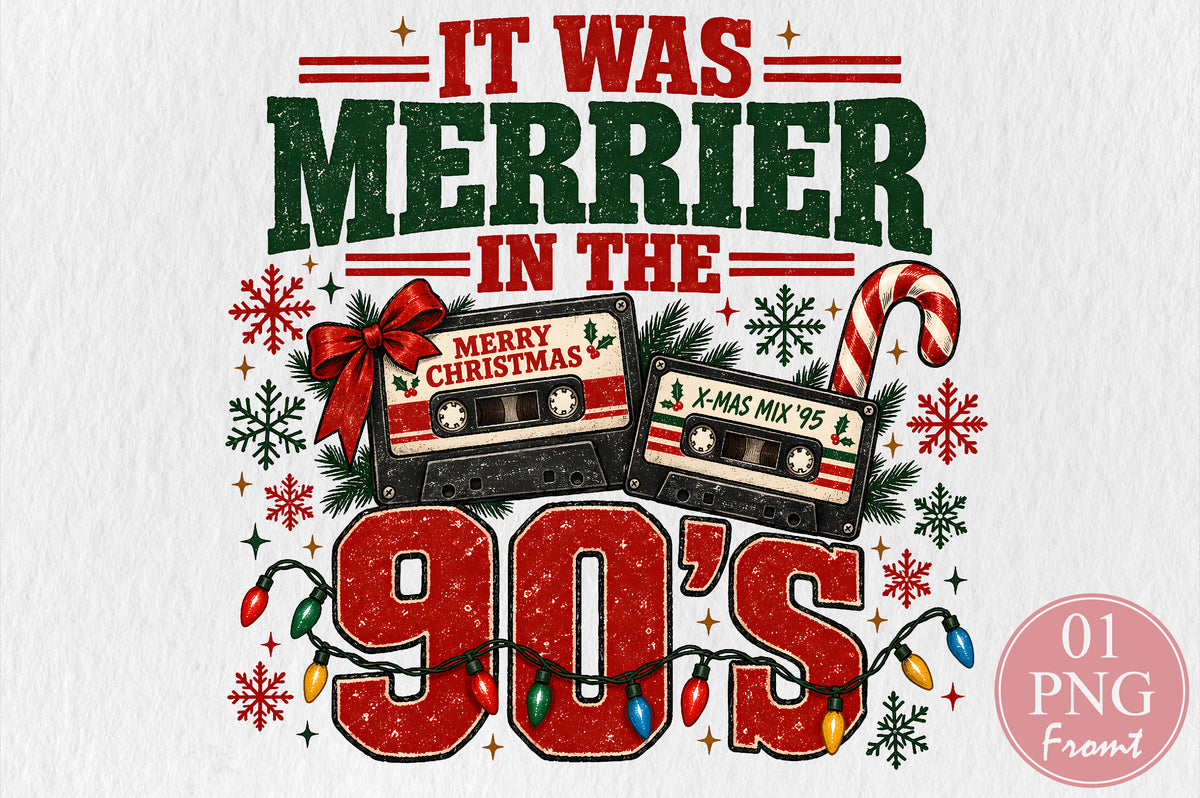 Merry in the 90s Christmas PNG