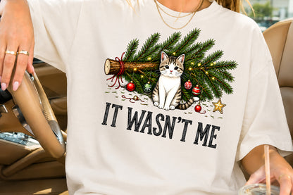 It Wasn't Me Funny Christmas Cat PNG Sublimation Design