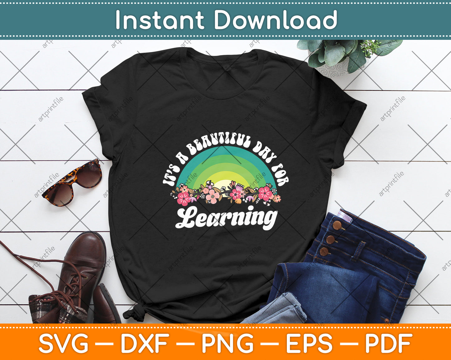 It’s A Beautiful Day For Learning Retro Vintage Svg Digital Cutting File