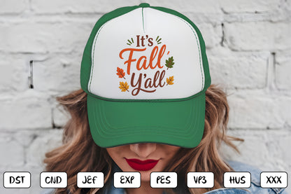 It’s Fall Y’all Embroidery Design, Cute Fall Machine Embroidery Pattern, Autumn Embroidery Design
