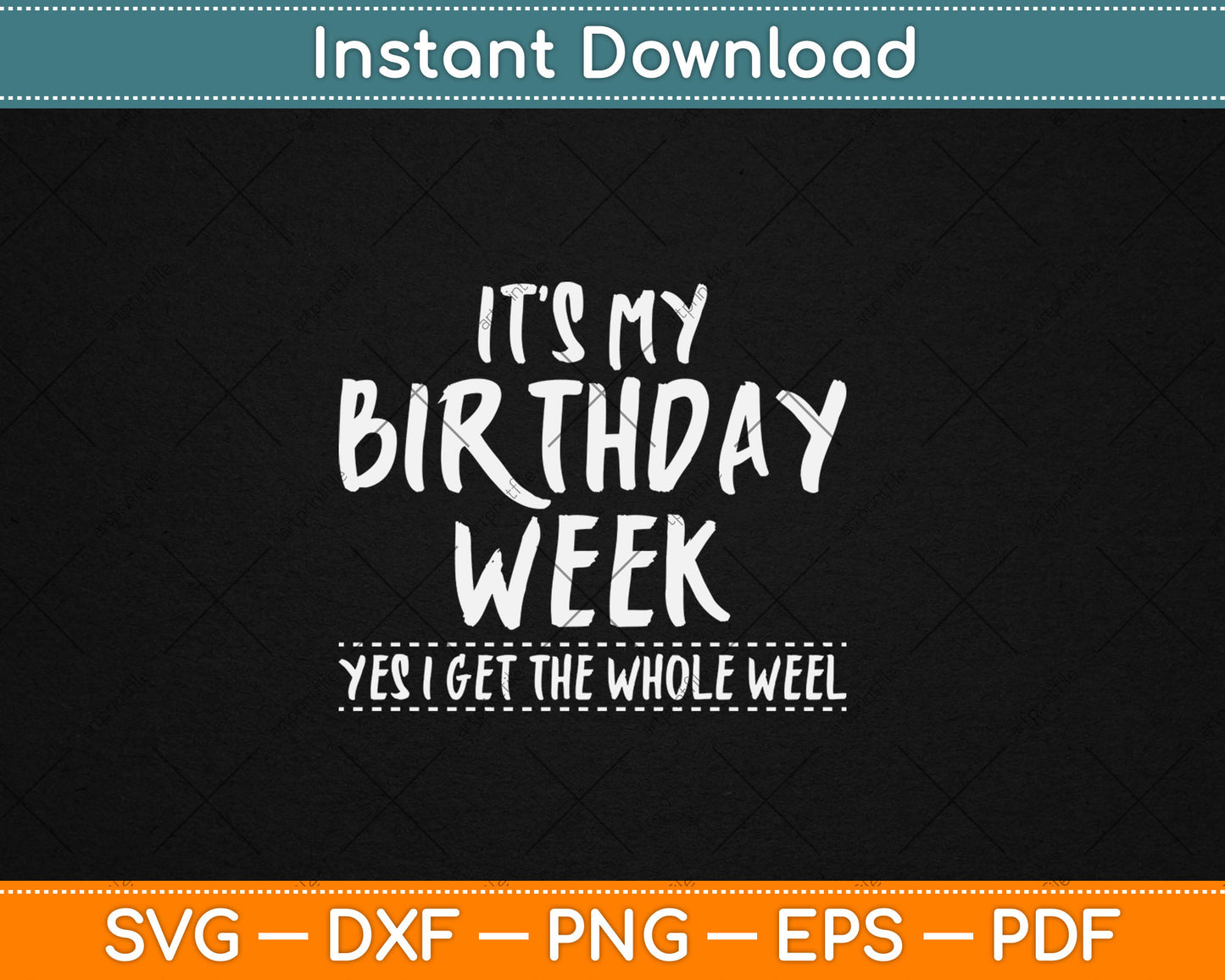 It's My Birthday Week Yes I Get The Whole Week Svg Digital Cutting File