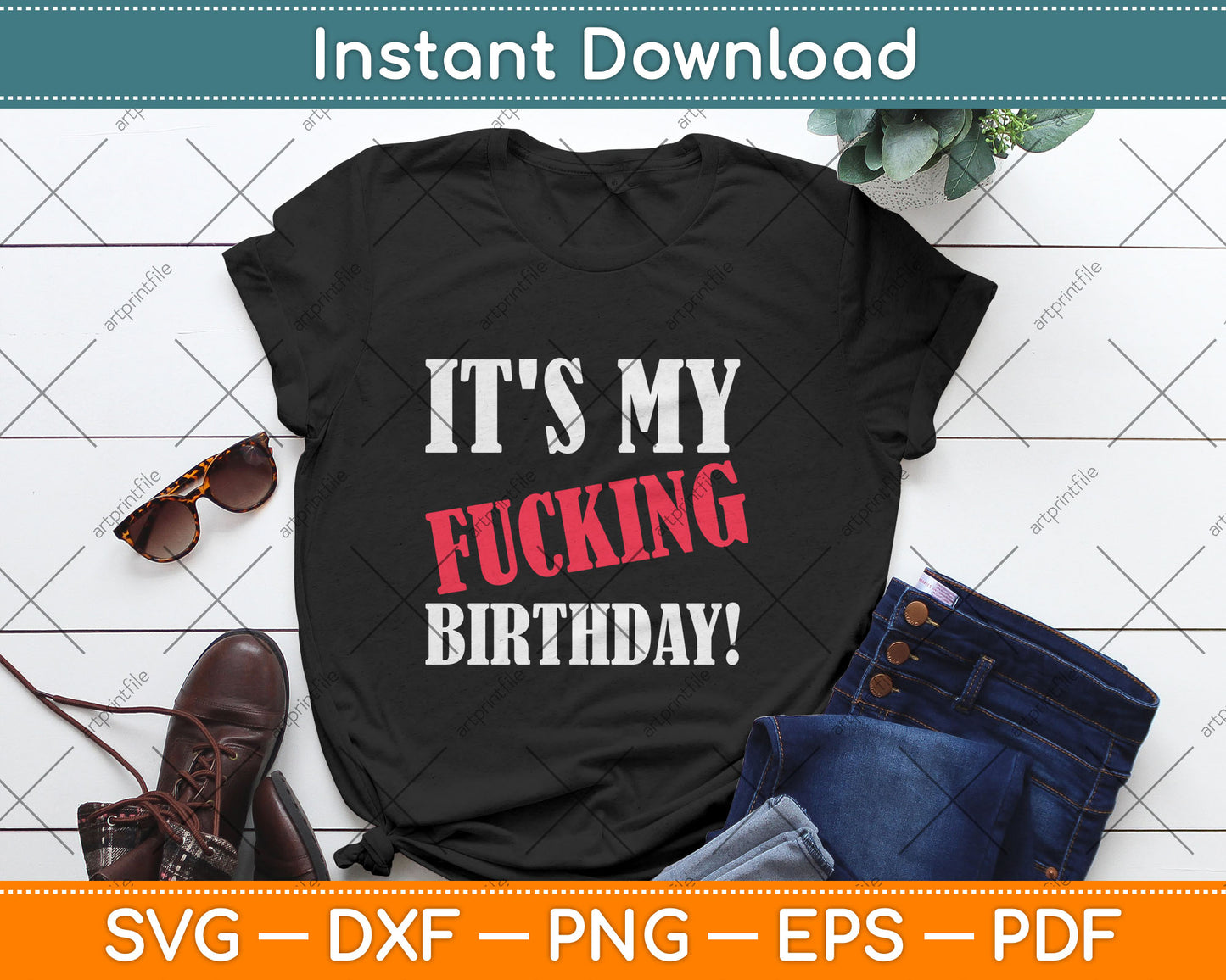 It's My Fucking Birthday Funny Birthday Party Svg Digital Cutting File