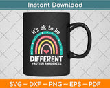 It's Ok To Be Different Autism Awareness Leopard Rainbow Svg Design Cutting File