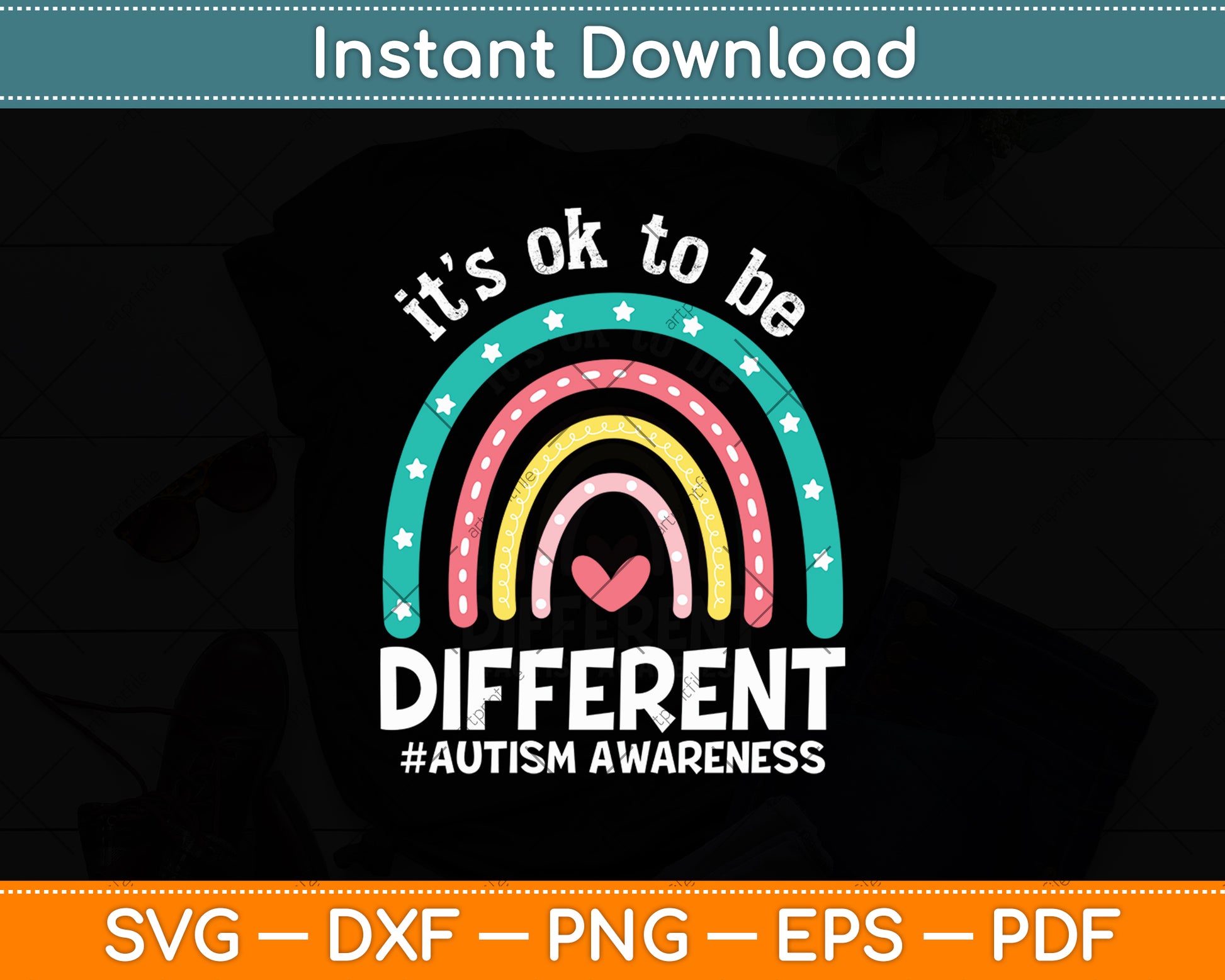 It's Ok To Be Different Autism Awareness Leopard Rainbow Svg Design Cutting File