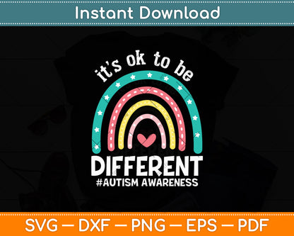 It's Ok To Be Different Autism Awareness Leopard Rainbow Svg Design Cutting File