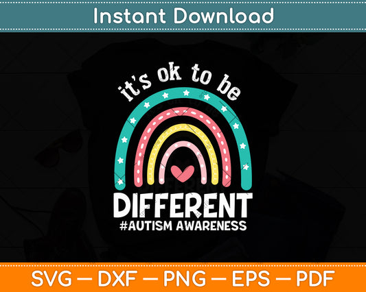 It's Ok To Be Different Autism Awareness Leopard Rainbow Svg Design Cutting File