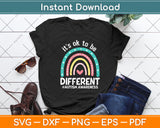 It's Ok To Be Different Autism Awareness Leopard Rainbow Svg Design Cutting File
