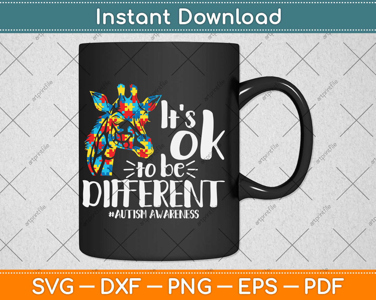 It’s Ok To Be Different Giraffe Autism Awareness Svg Digital Cutting File