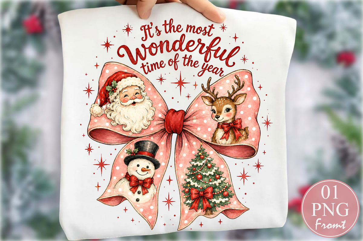 It’s The Most Wonderful Time Of The Year Christmas Bow PNG