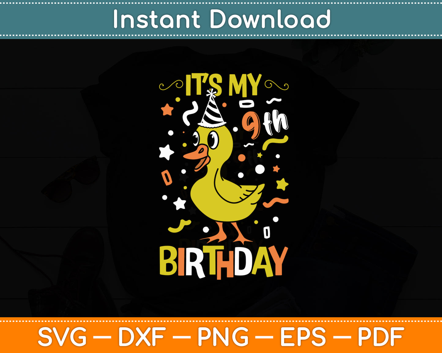 Its My 9th Birthday Duck Svg Png Dxf Digital Cutting File