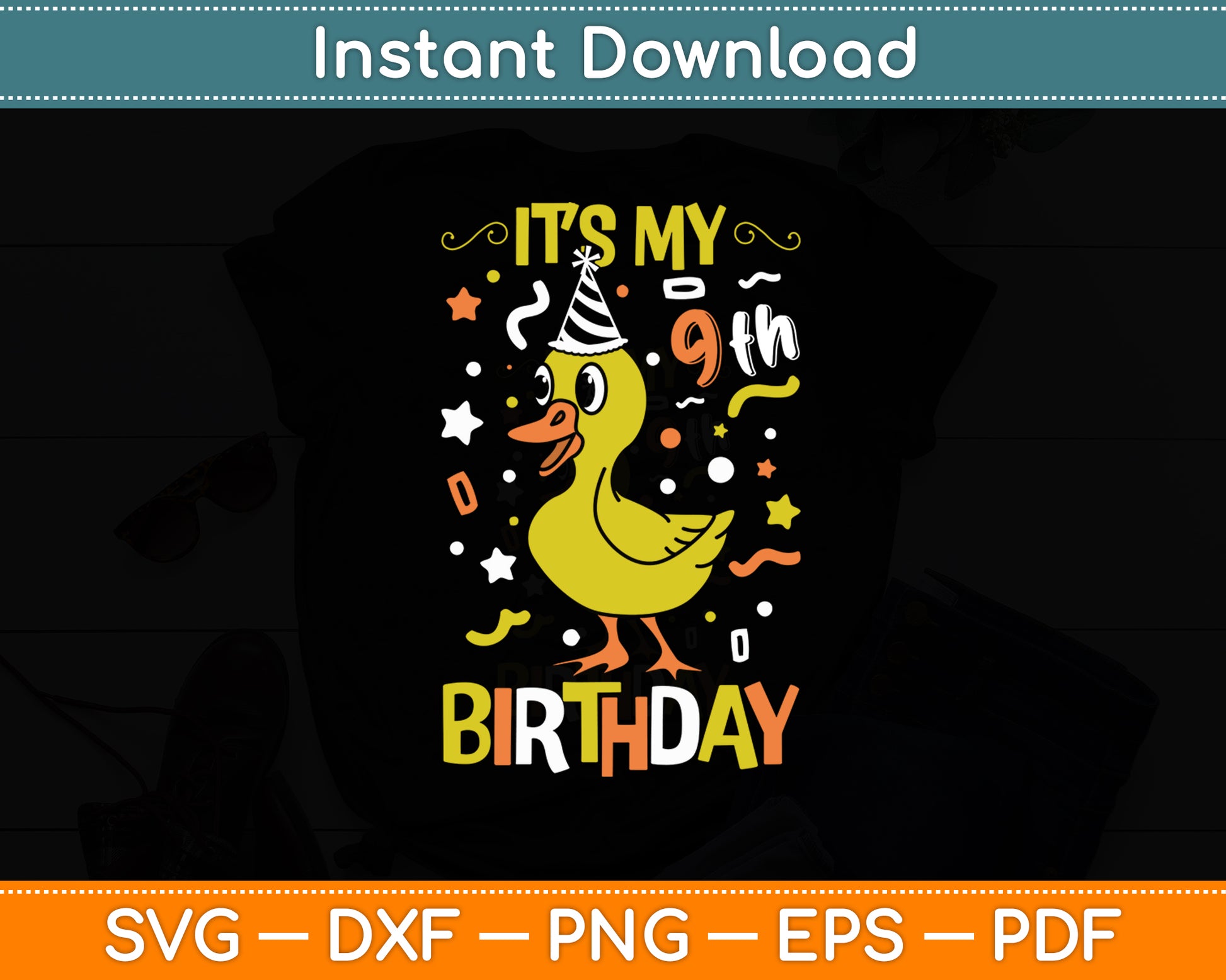 Its My 9th Birthday Duck Svg Png Dxf Digital Cutting File