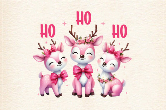 Cute Pink Christmas Reindeer PNG Clipart Ho Ho Ho Holiday Deer