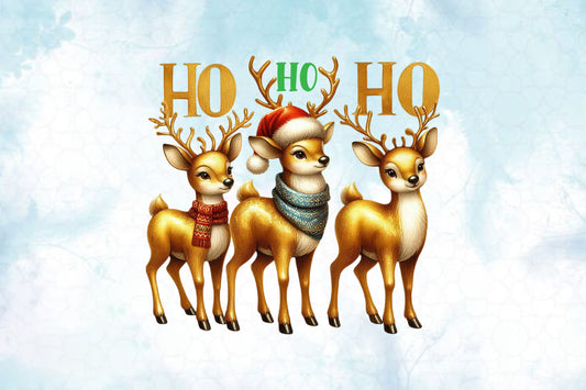 Christmas Reindeer PNG Clipart Ho Ho Ho Watercolor Deer Holiday Design