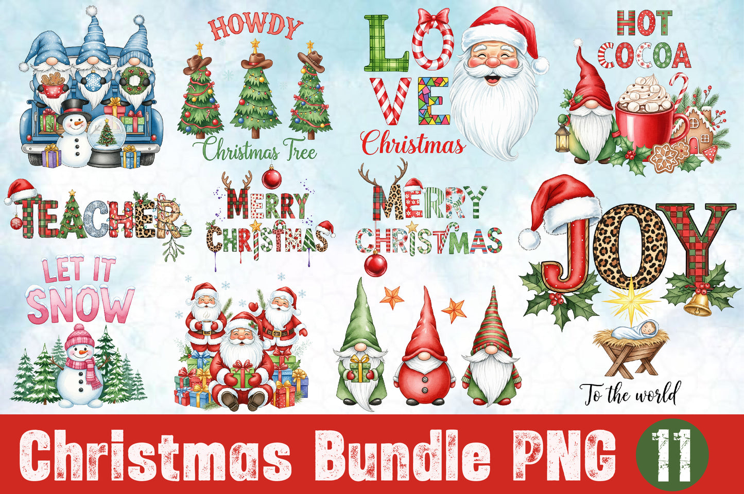 Christmas Bundle PNG | Watercolor Christmas Clipart Bundle | Holiday Sublimation PNG Collection