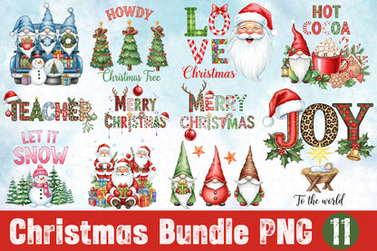 Christmas Bundle PNG | Watercolor Christmas Clipart Bundle | Holiday Sublimation PNG Collection