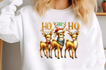 Christmas Reindeer PNG Clipart Ho Ho Ho Watercolor Deer Holiday Design