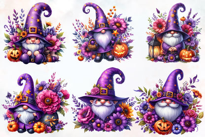 Halloween Purple Gnome PNG Cute Witch Hat Gnome Sublimation