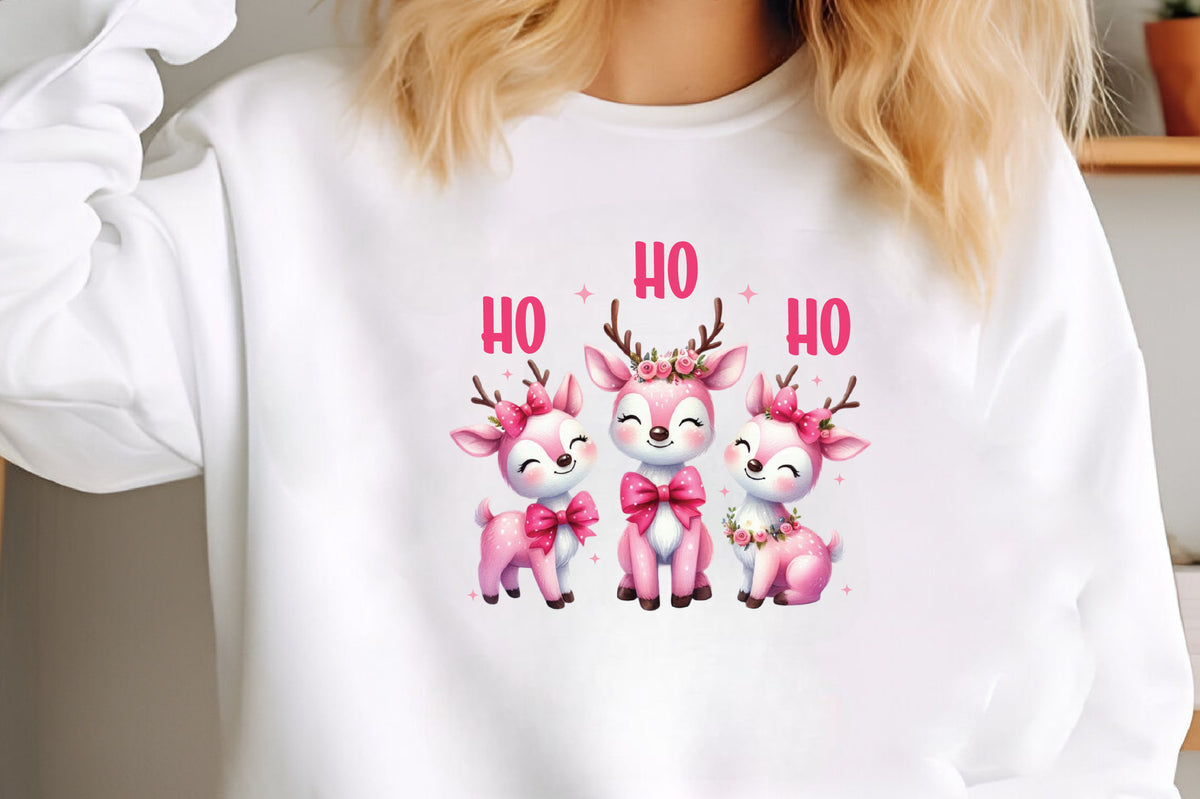 Cute Pink Christmas Reindeer PNG Clipart Ho Ho Ho Holiday Deer