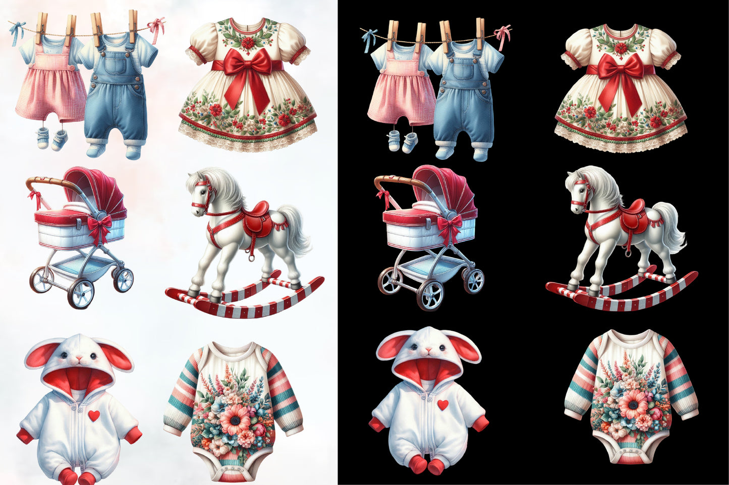 Babies First Christmas PNG Bundle | Watercolor Baby Christmas Clipart, Infant Holiday & Newborn Christmas Graphics