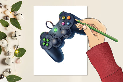 21 Watercolor Halloween Gaming Controller PNG Bundle Gamer Spooky Game Clipart