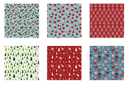Christmas Digital Paper Bundle | Watercolor Christmas Scrapbook Papers | Holiday Seamless Backgrounds
