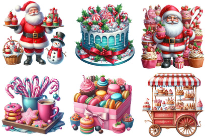 Peppermint Bakery Christmas Clipart PNG Bundle | Cute Holiday Baking, Cookies, Candy & Sweet Christmas Designs