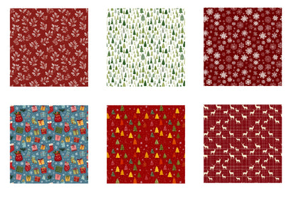 Christmas Digital Paper Bundle | Watercolor Christmas Scrapbook Papers | Holiday Seamless Backgrounds