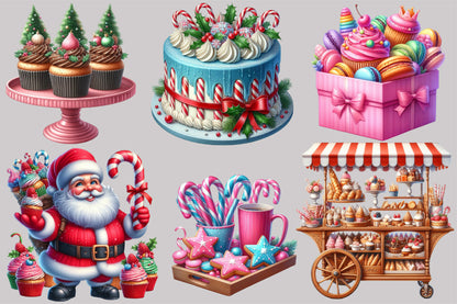 Peppermint Bakery Christmas Clipart PNG Bundle | Cute Holiday Baking, Cookies, Candy & Sweet Christmas Designs
