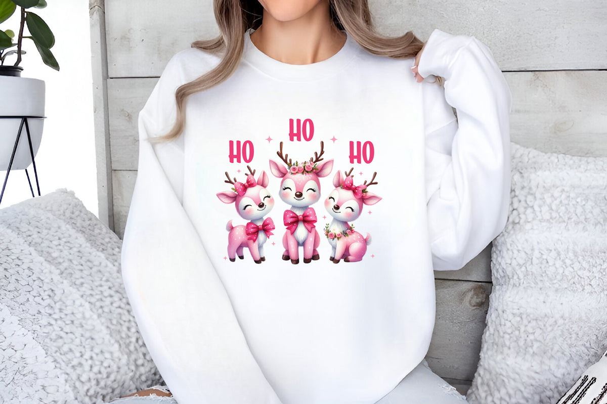 Cute Pink Christmas Reindeer PNG Clipart Ho Ho Ho Holiday Deer