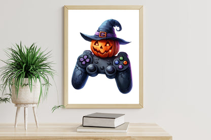 21 Watercolor Halloween Gaming Controller PNG Bundle Gamer Spooky Game Clipart