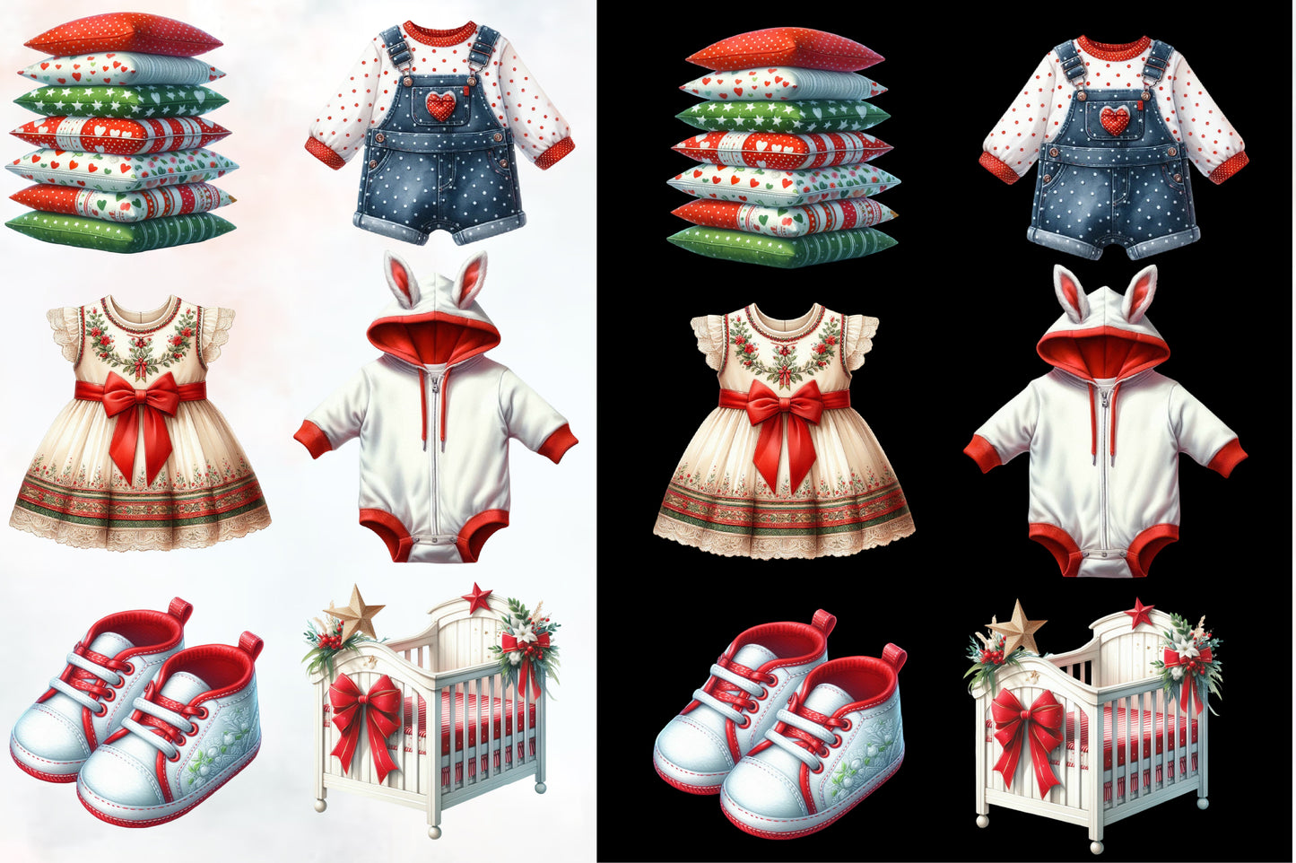 Babies First Christmas PNG Bundle | Watercolor Baby Christmas Clipart, Infant Holiday & Newborn Christmas Graphics