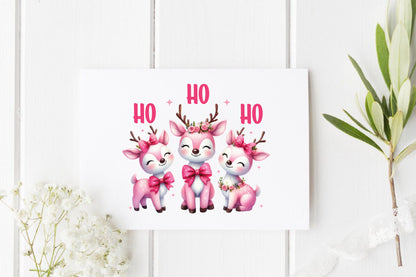 Cute Pink Christmas Reindeer PNG Clipart Ho Ho Ho Holiday Deer