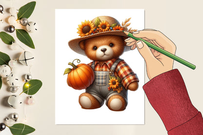 Watercolor Autumn Animals PNG Bundle 20 Cute Fall Clipart Designs
